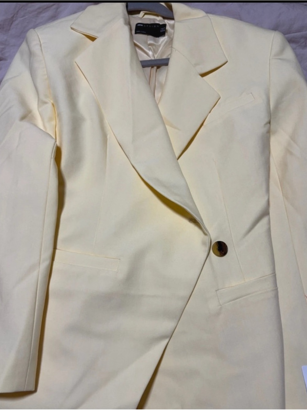 ASOS Cream Single-Button Tailored Blazer